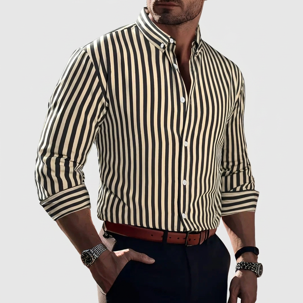 LAURENT MONACO | CHEMISE STRETCH À RAYURES POUR HOMMES
