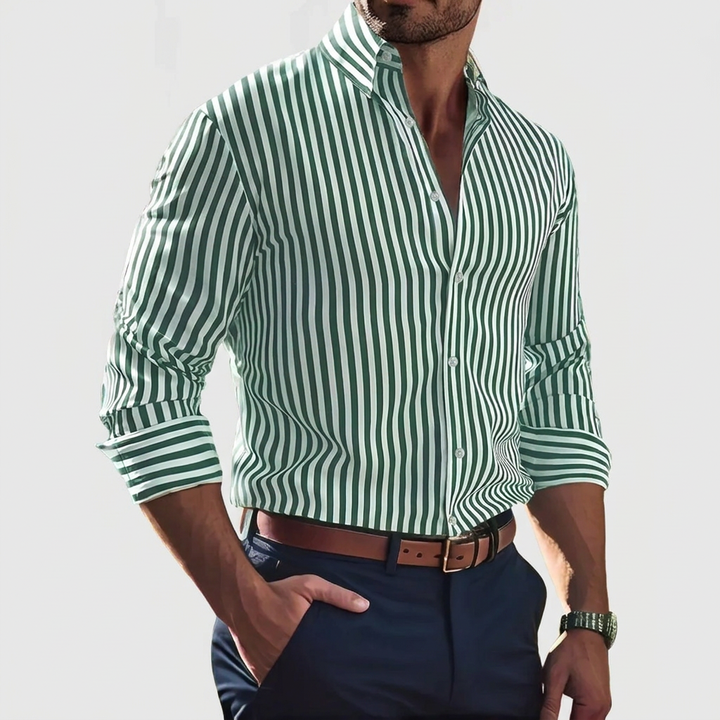 LAURENT MONACO | CHEMISE STRETCH À RAYURES POUR HOMMES