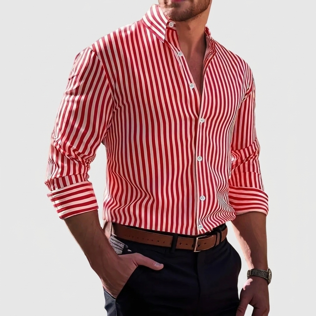 LAURENT MONACO | CHEMISE STRETCH À RAYURES POUR HOMMES