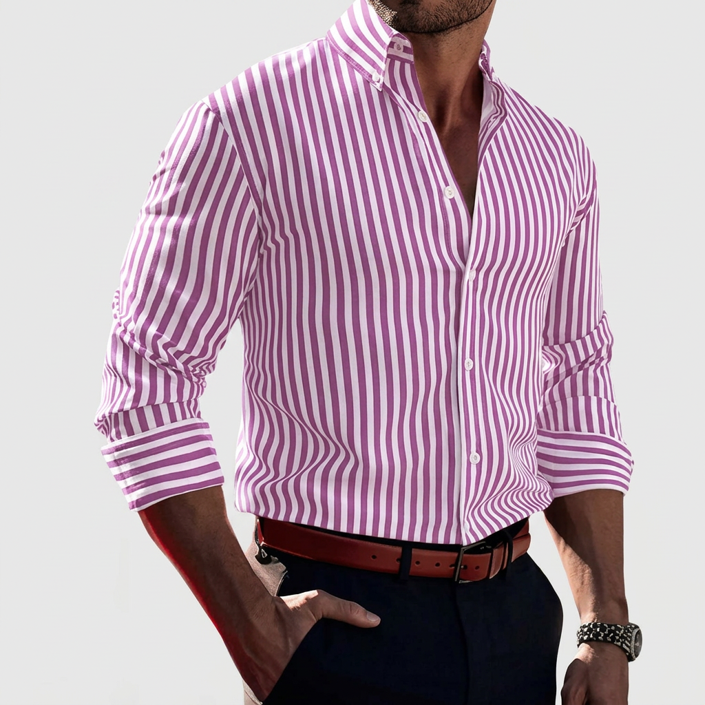 LAURENT MONACO | CHEMISE STRETCH À RAYURES POUR HOMMES