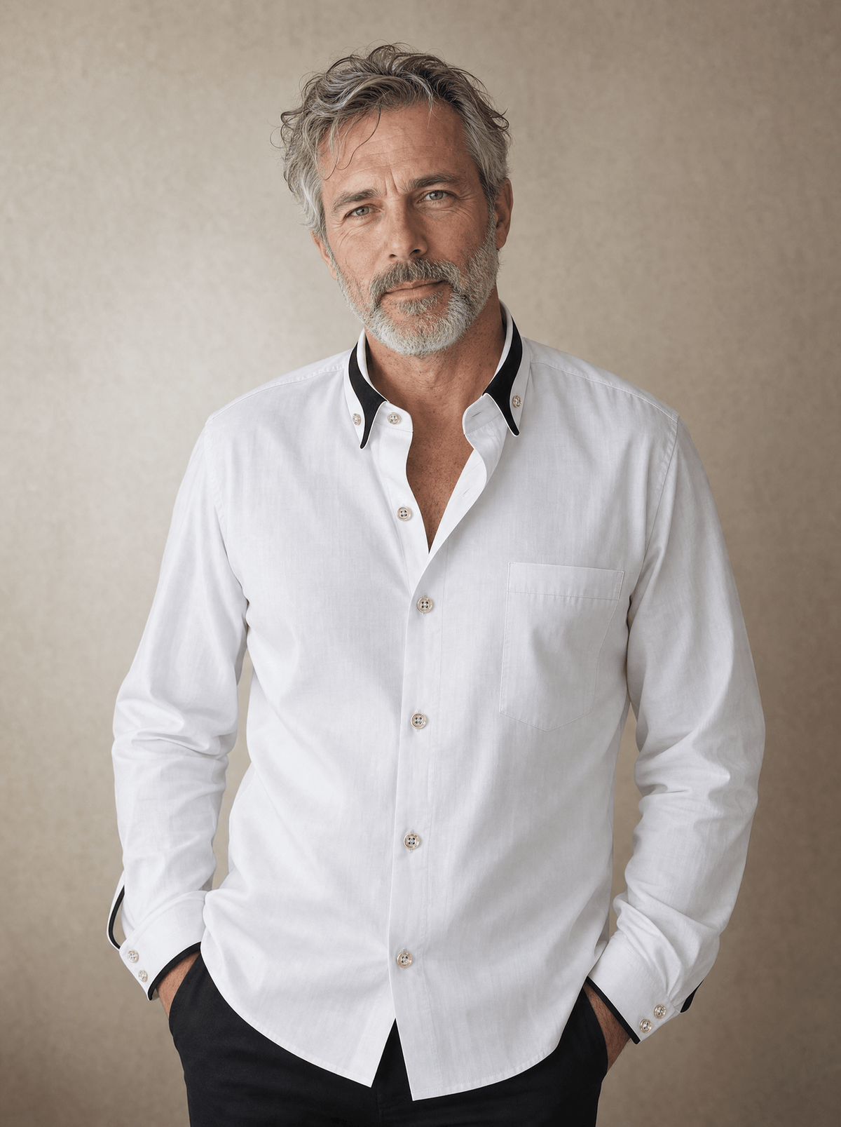 LAURENT MONACO | CHEMISE À COL CONTRASTÉ POUR HOMMES