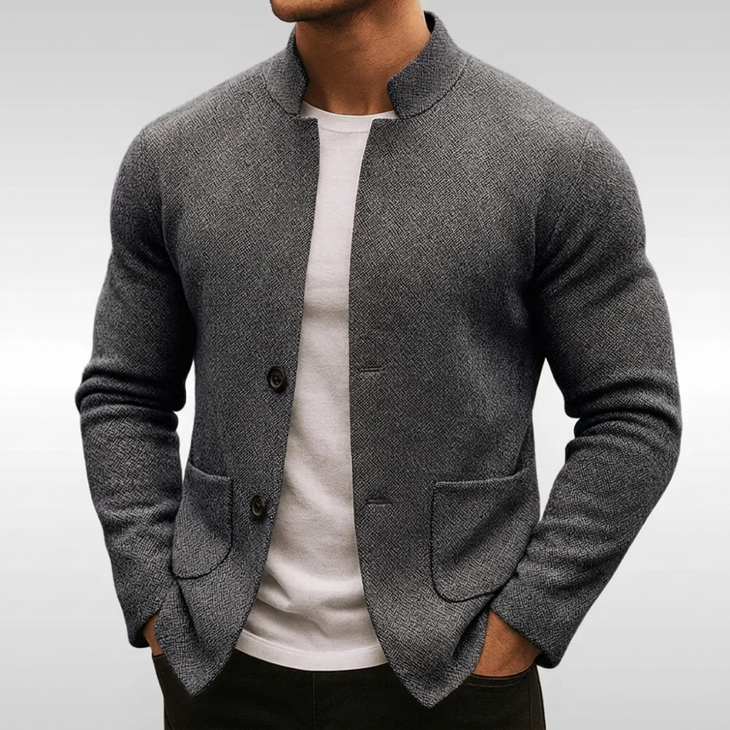 LAURENT MONACO | VESTE EN MAILLE TEXTURÉE AVEC BOUTONS POUR HOMMES