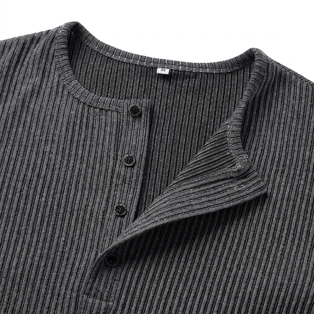 LAURENT MONACO | CHEMISE EN MAILLE À COL BOUTONNÉ POUR HOMMES