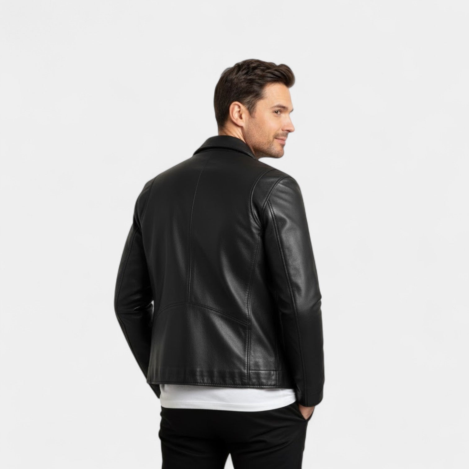 LAURENT MONACO | MANTEAU EN CUIR SYNTHÉTIQUE STRUCTURÉ POUR HOMMES