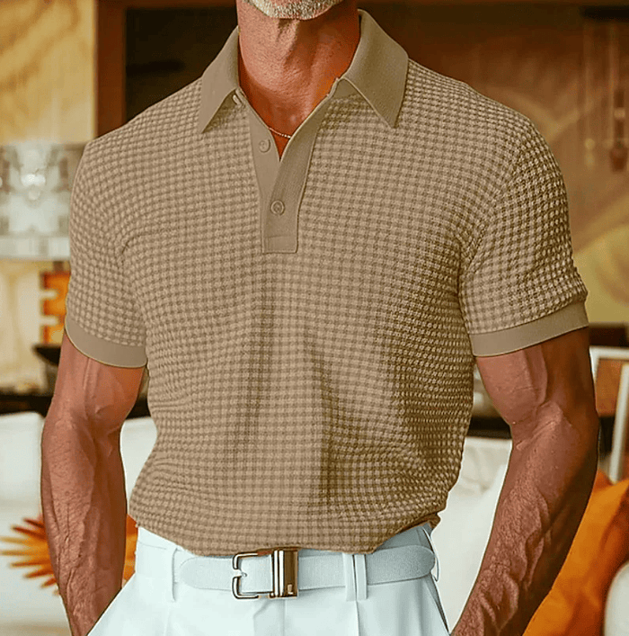 LAURENT MONACO | POLO À MANCHES COURTES TEXTURÉ POUR HOMMES