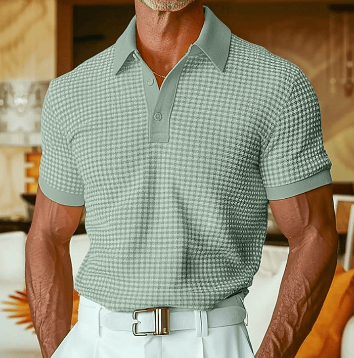 LAURENT MONACO | POLO À MANCHES COURTES TEXTURÉ POUR HOMMES
