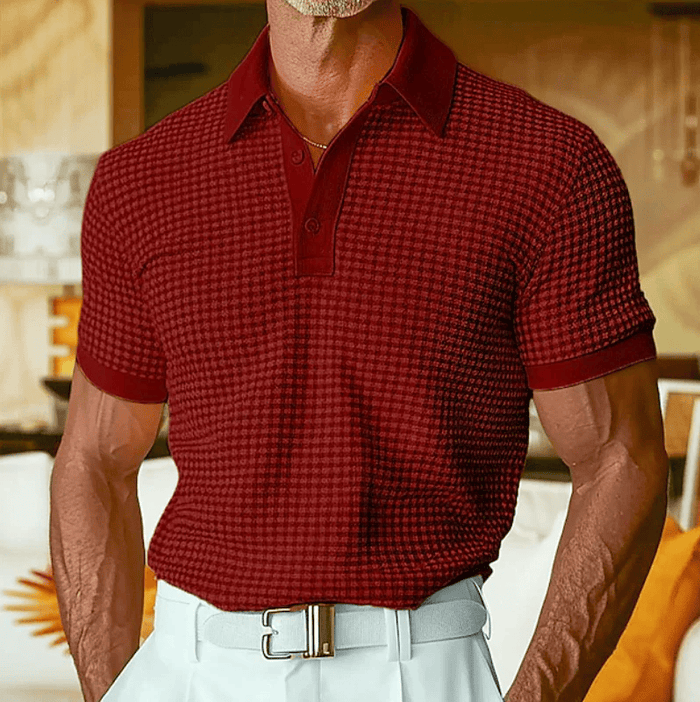 LAURENT MONACO | POLO À MANCHES COURTES TEXTURÉ POUR HOMMES