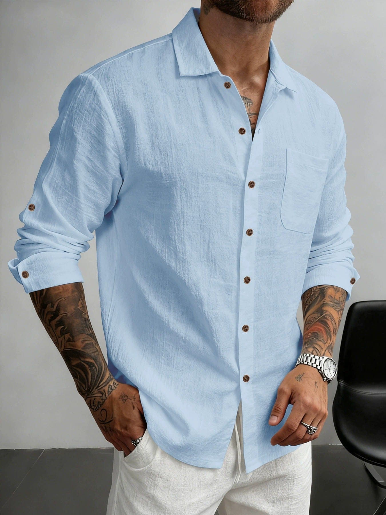 LAURENT MONACO | CHEMISE EN COTON TEXTURÉ POUR HOMME