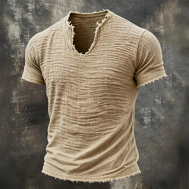 LAURENT MONACO | T-SHIRT À COL EN V TEXTURÉ POUR HOMMES