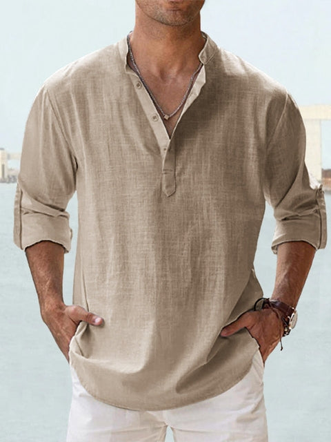 LAURENT MONACO | CHEMISE MINIMALISTE À COL MANDARIN POUR HOMME