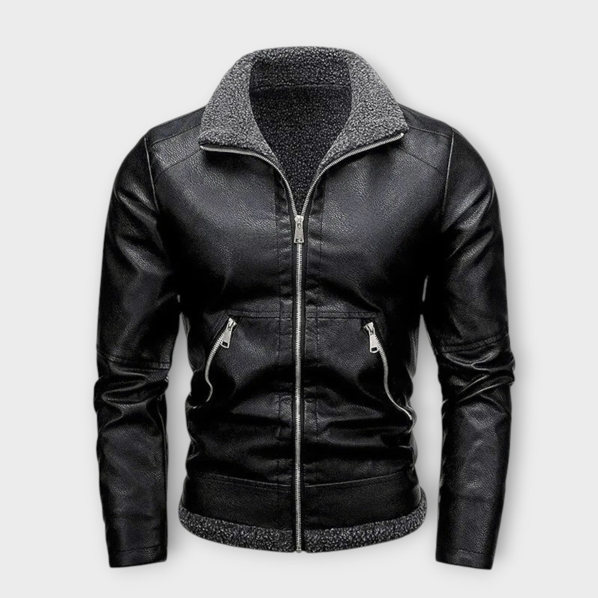 LAURENT MONACO | VESTE ÉLÉGANTE EN CUIR ET FLEECE
