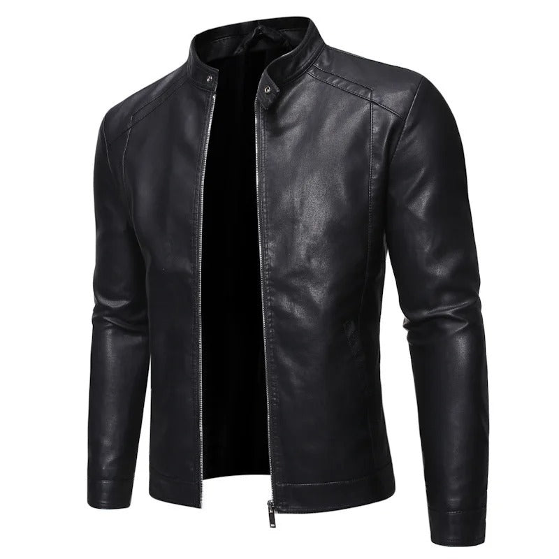 LAURENT MONACO | VESTE EN CUIR AVEC COL MONTANT