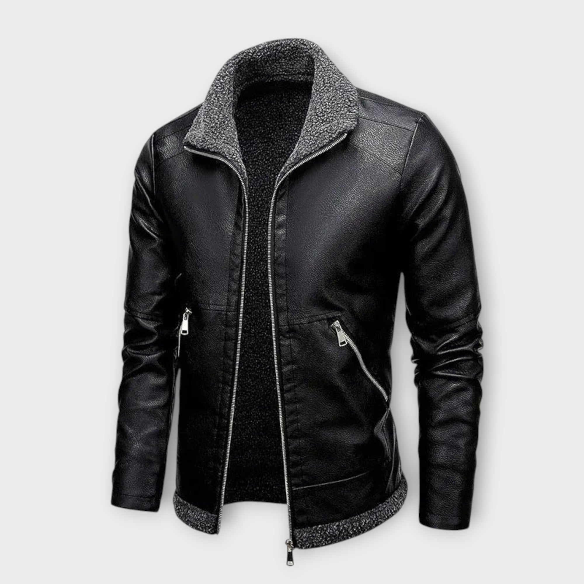 LAURENT MONACO | VESTE ÉLÉGANTE EN CUIR ET FLEECE