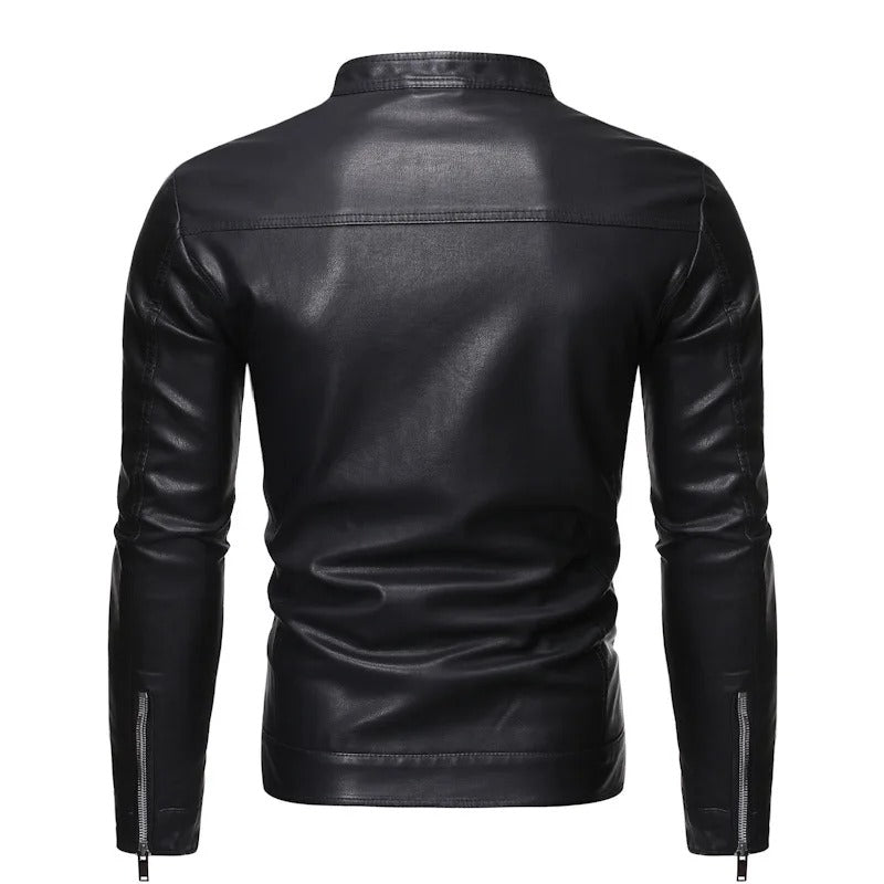 LAURENT MONACO | VESTE EN CUIR AVEC COL MONTANT