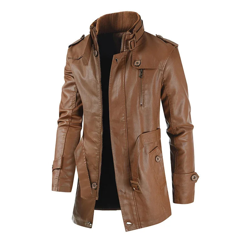 LAURENT MONACO | VESTE DE BIKER EN CUIR LONGUE ÉLÉGANTE