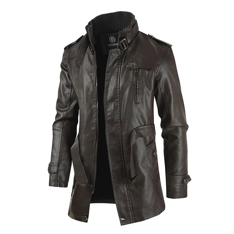 LAURENT MONACO | VESTE DE BIKER EN CUIR LONGUE ÉLÉGANTE