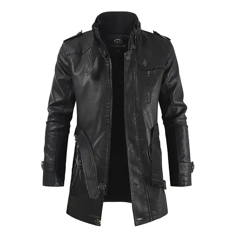 LAURENT MONACO | VESTE DE BIKER EN CUIR LONGUE ÉLÉGANTE