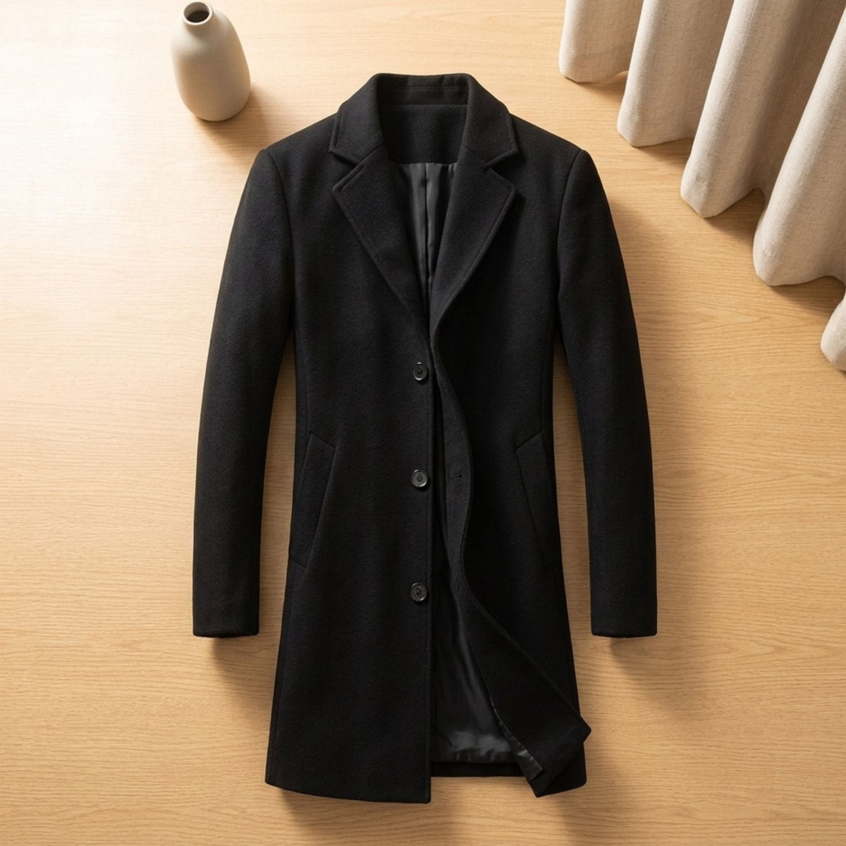LAURENT MONACO | MANTEAU LONG EN MÉLANGE DE LAINE POUR HOMMES