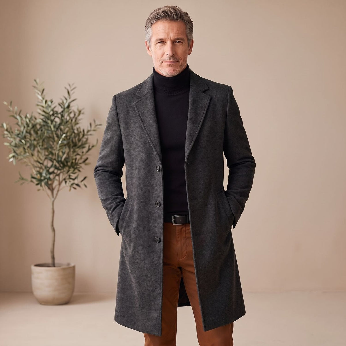 LAURENT MONACO | MANTEAU LONG EN MÉLANGE DE LAINE POUR HOMMES