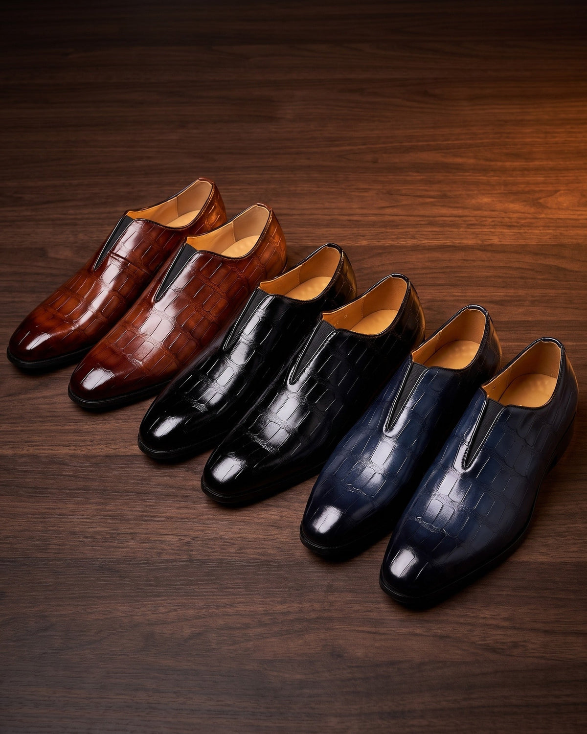 LAURENT MONACO | MOCASSINS EN CUIR IMITATION CROCODILE POUR HOMMES