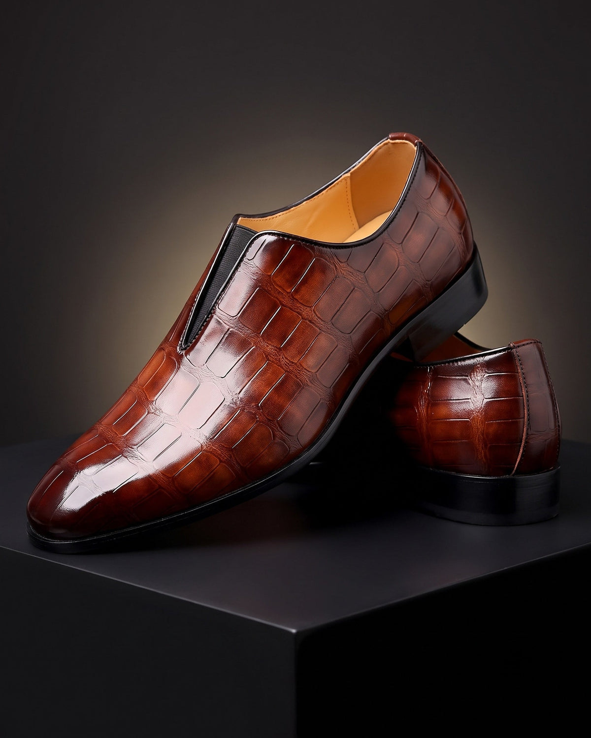 LAURENT MONACO | MOCASSINS EN CUIR IMITATION CROCODILE POUR HOMMES