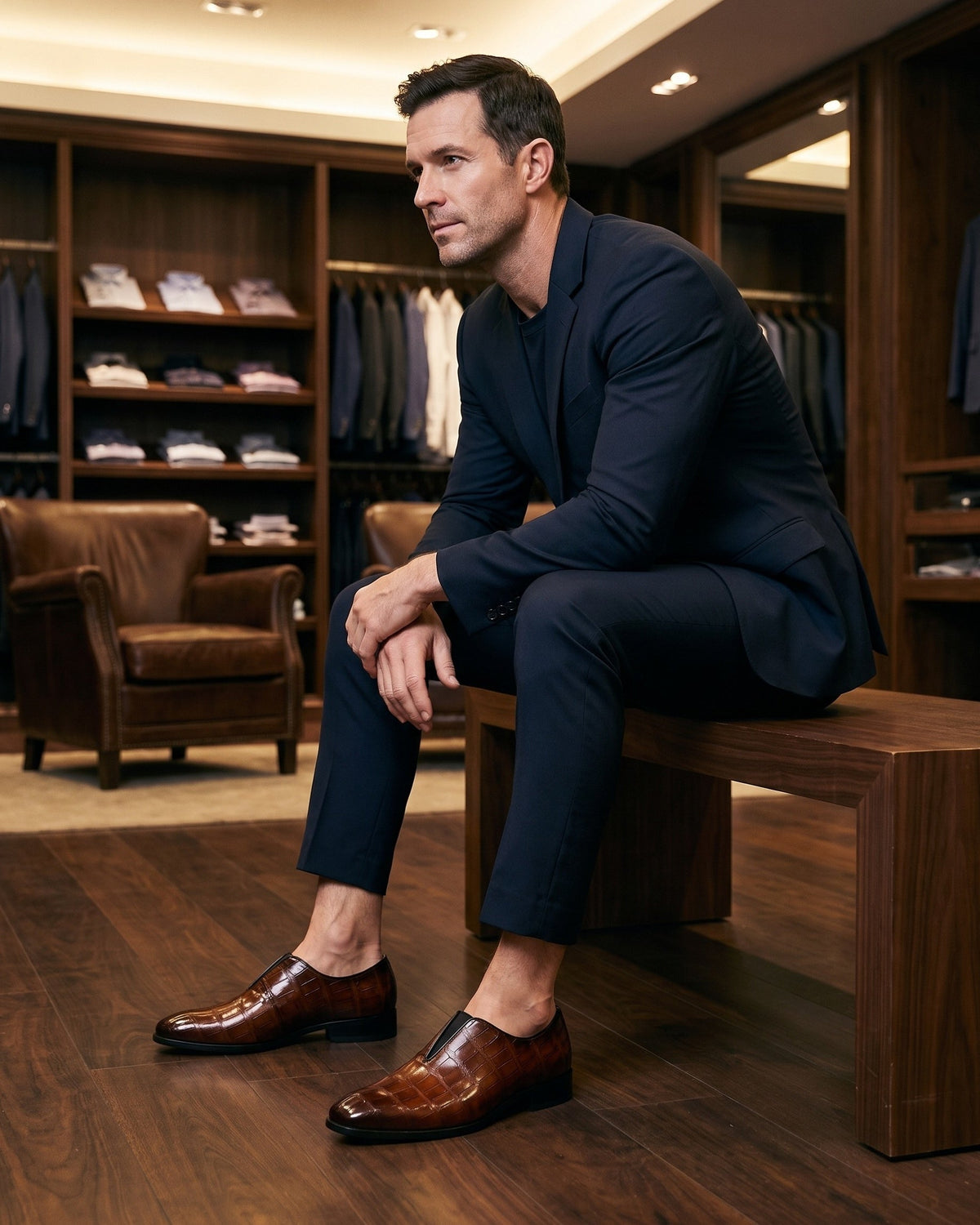 LAURENT MONACO | MOCASSINS EN CUIR IMITATION CROCODILE POUR HOMMES