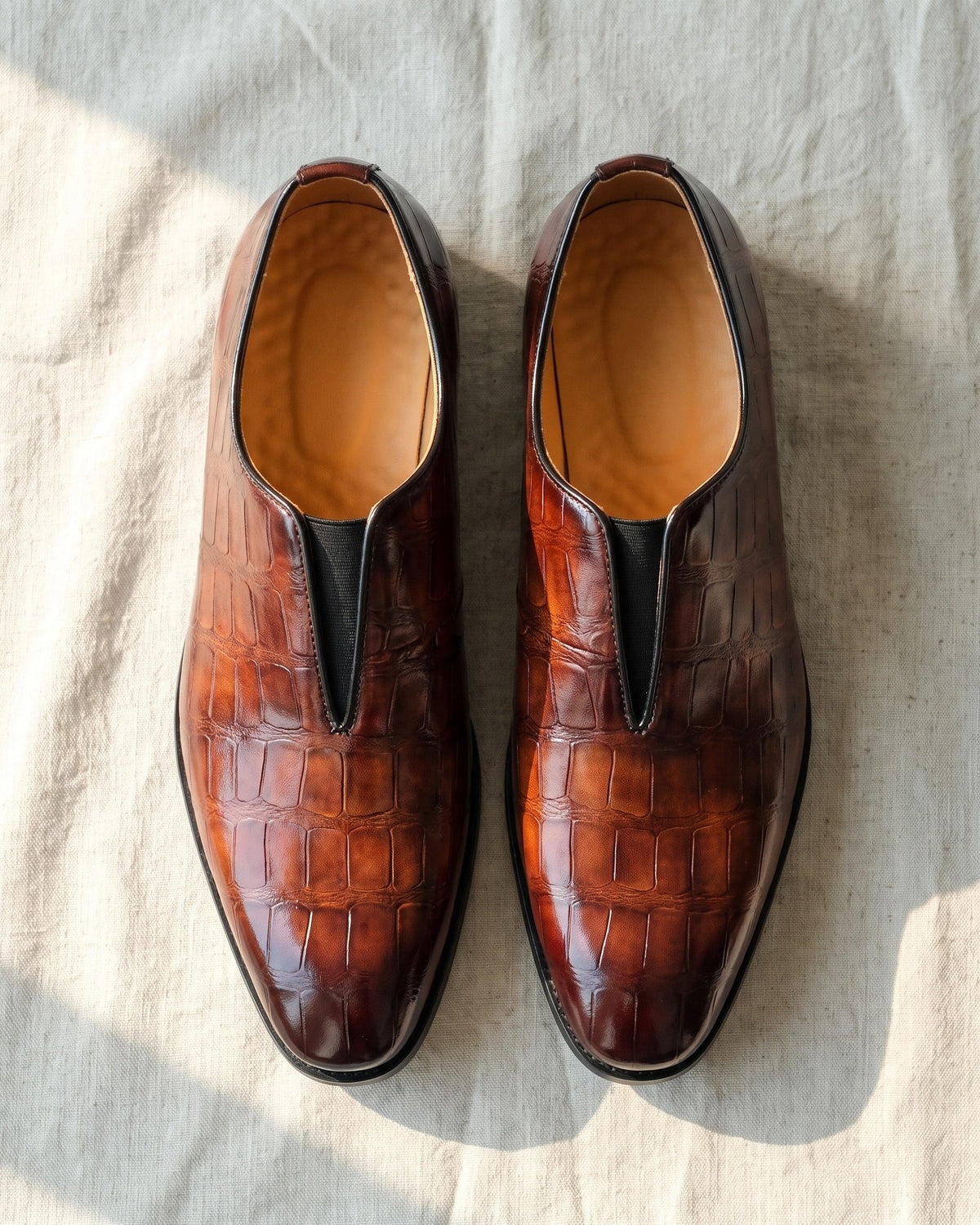 LAURENT MONACO | MOCASSINS EN CUIR IMITATION CROCODILE POUR HOMMES