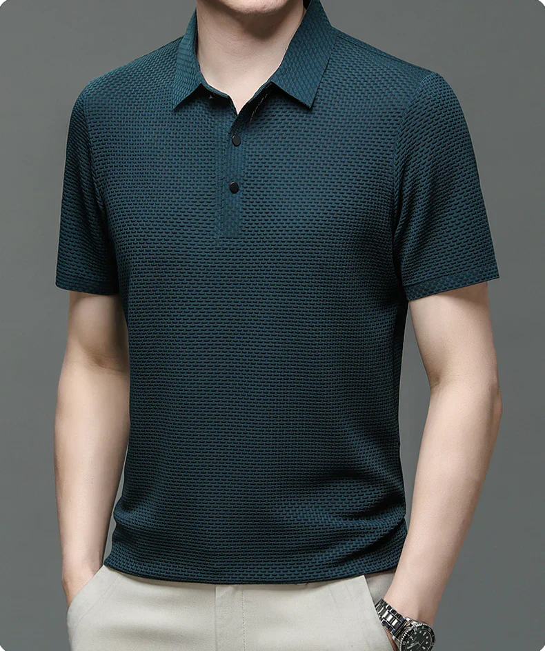 LAURENT MONACO | POLO TEXTURÉ À MANCHES COURTES POUR HOMME