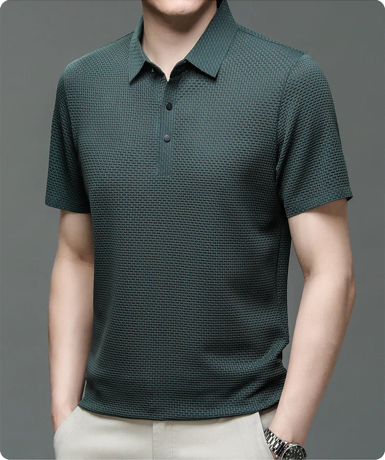 LAURENT MONACO | POLO TEXTURÉ À MANCHES COURTES POUR HOMME