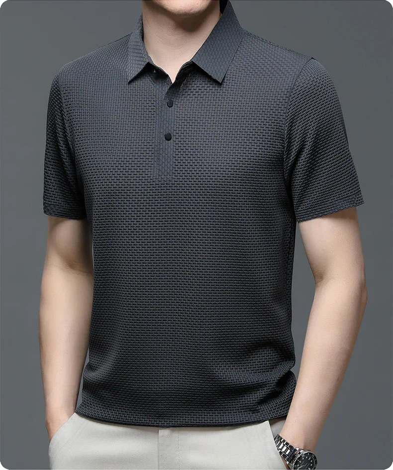 LAURENT MONACO | POLO TEXTURÉ À MANCHES COURTES POUR HOMME