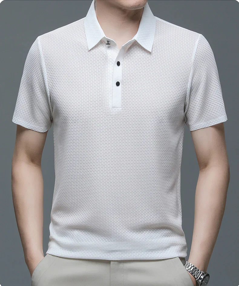 LAURENT MONACO | POLO TEXTURÉ À MANCHES COURTES POUR HOMME