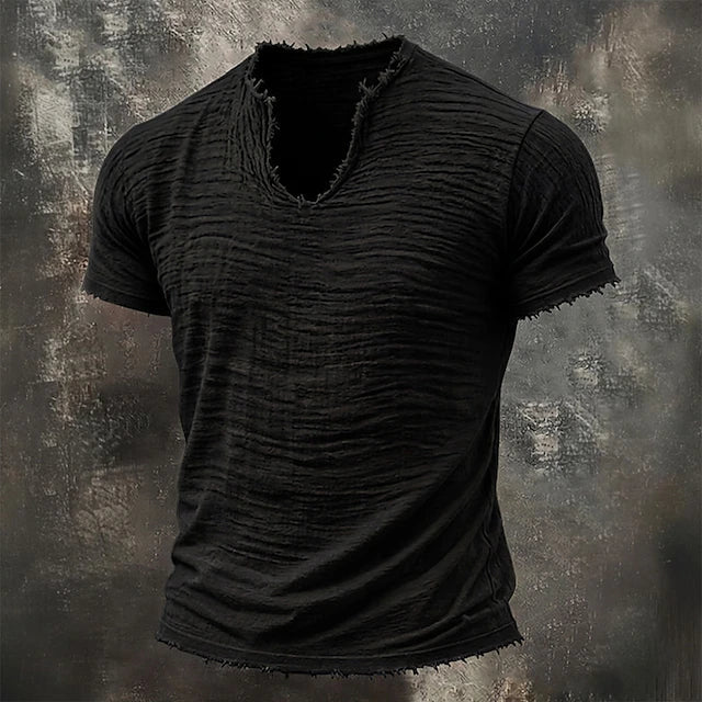 LAURENT MONACO | T-SHIRT À COL EN V TEXTURÉ POUR HOMMES
