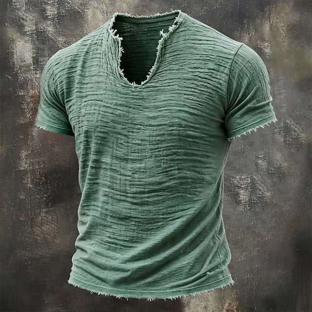LAURENT MONACO | T-SHIRT À COL EN V TEXTURÉ POUR HOMMES