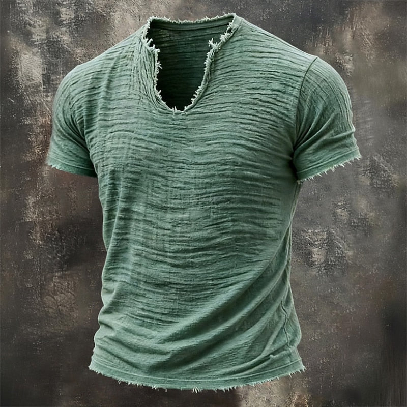 LAURENT MONACO | T-SHIRT À COL EN V DÉLAVÉ POUR HOMMES