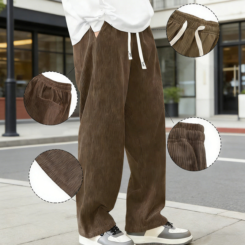 LAURENT MONACO | PANTALONS EN CORDUROY À TAILLE ÉLASTIQUE POUR HOMMES