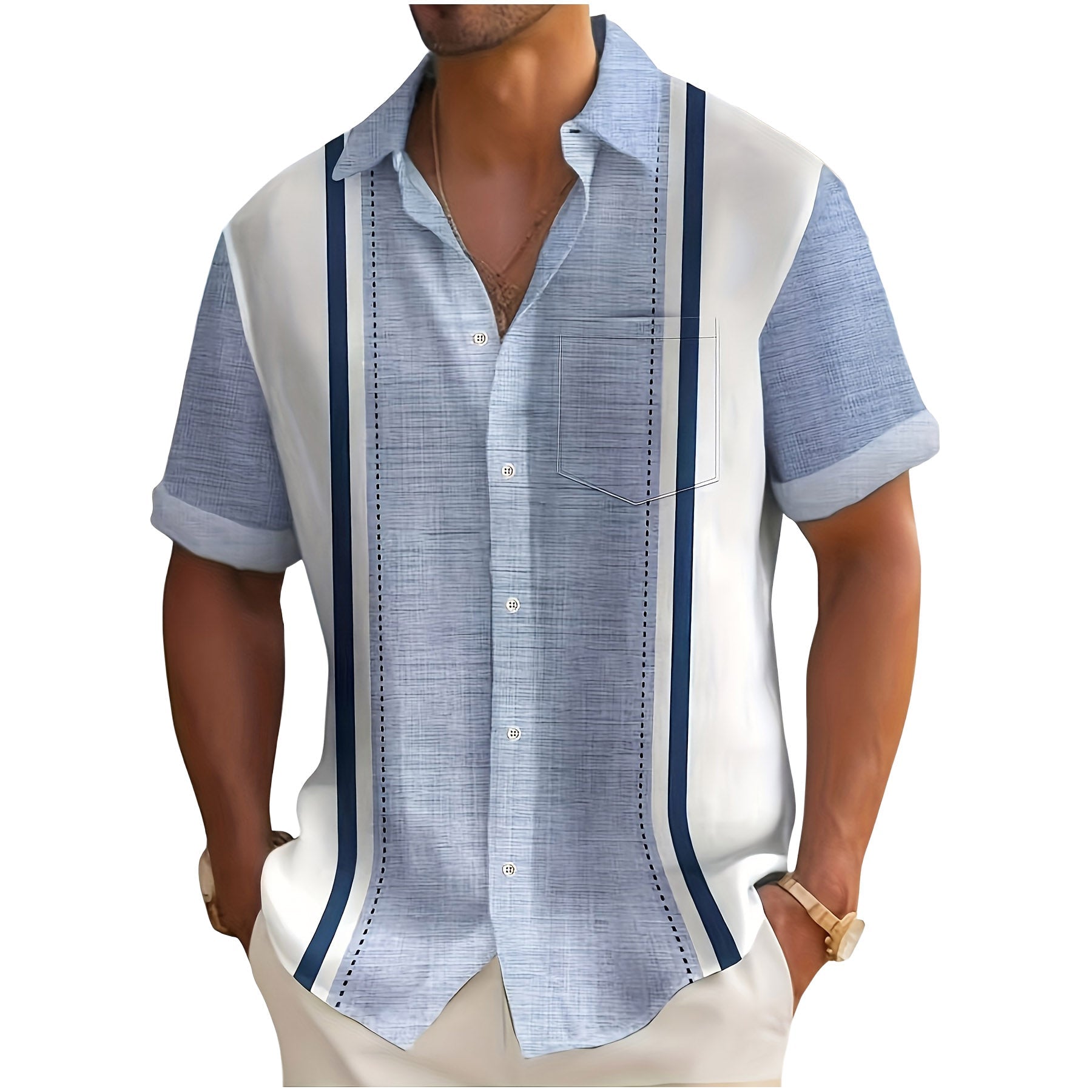 LAURENT MONACO | CHEMISE À RAYURES TEXTURÉE POUR HOMMES