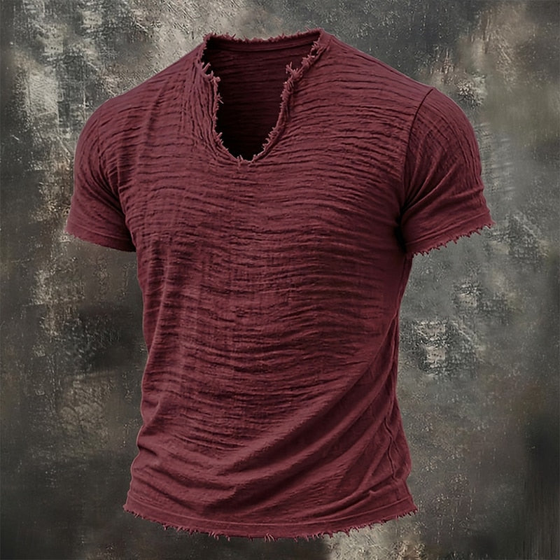 LAURENT MONACO | T-SHIRT À COL EN V DÉLAVÉ POUR HOMMES