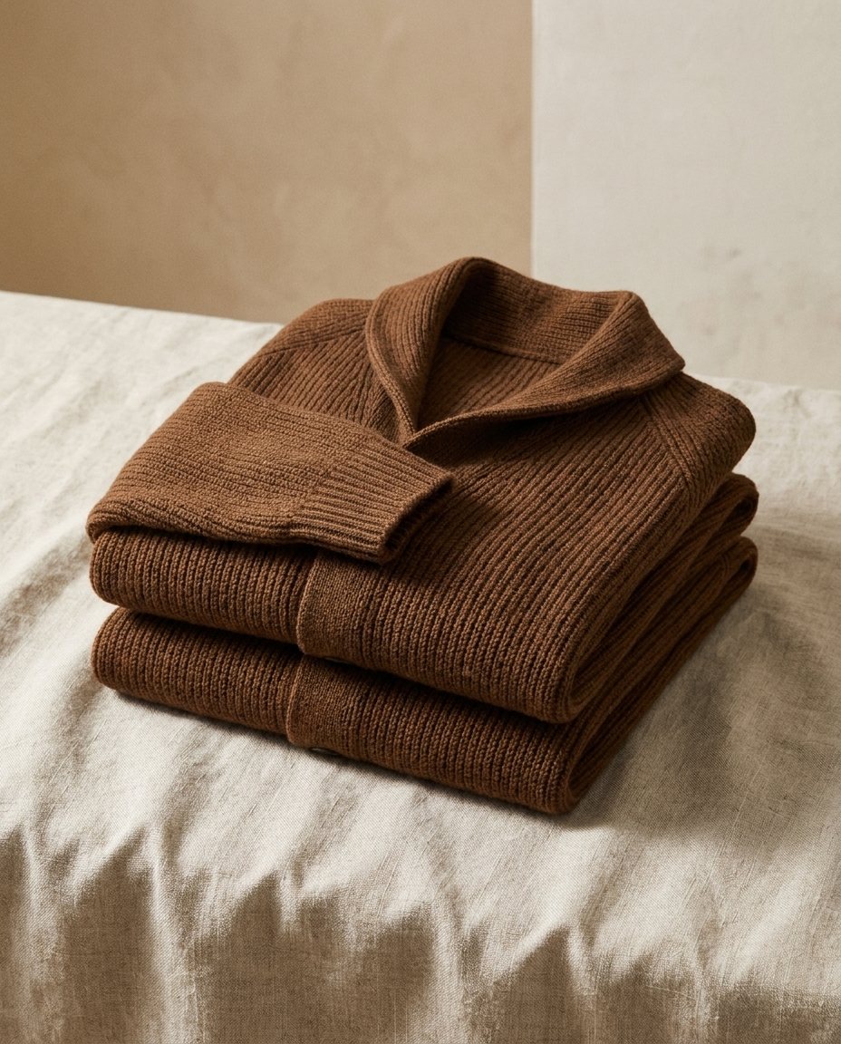 LAURENT MONACO | CARDIGAN À COL CHALUE EN TRICOT COURRANT POUR HOMMES