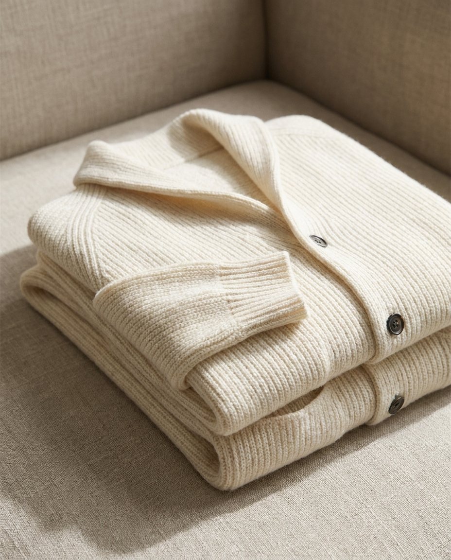 LAURENT MONACO | CARDIGAN À COL CHALUE EN TRICOT COURRANT POUR HOMMES