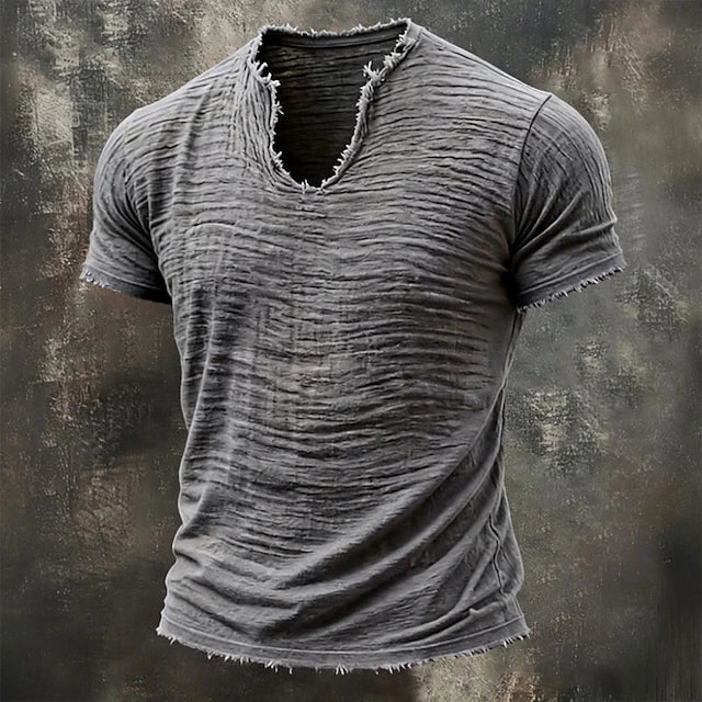 LAURENT MONACO | T-SHIRT À COL EN V TEXTURÉ POUR HOMMES