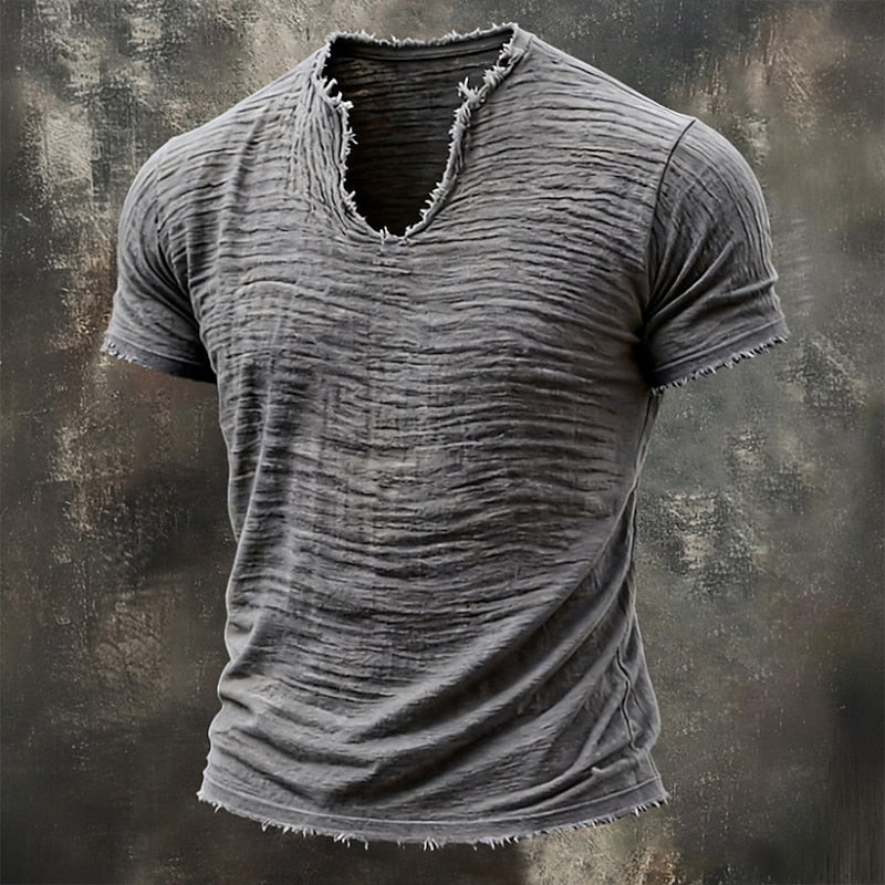 LAURENT MONACO | T-SHIRT VINTAGE À COL EN V POUR HOMMES